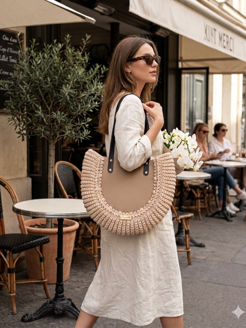 Shopperka półokrągła Wanilia, kawa, czerń