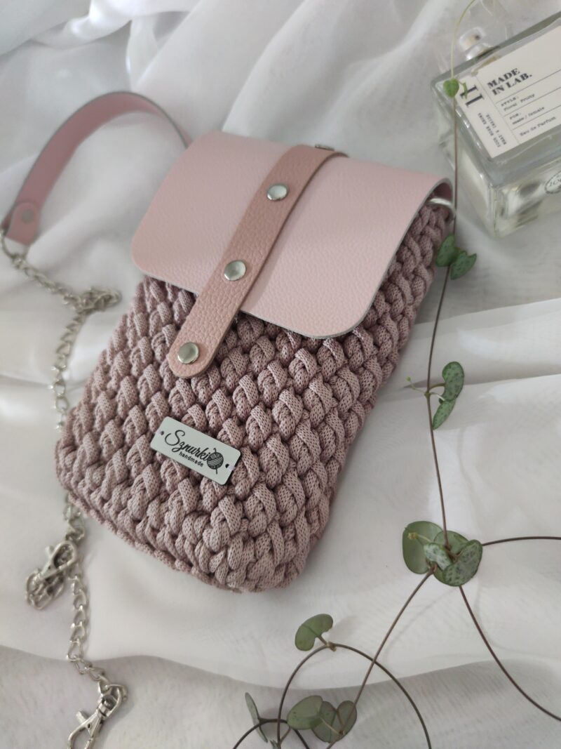 Phone bag Brudny róż + łosoś