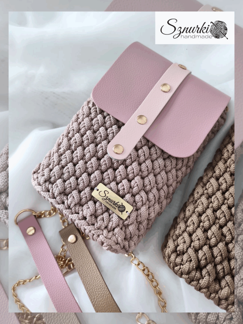 Phone bag Brudny róż + jasny róż