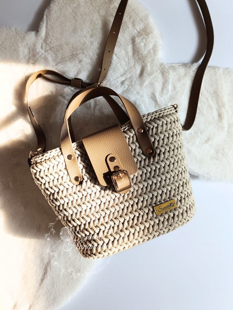 Koszyk z rączkami - Kawa + ivory