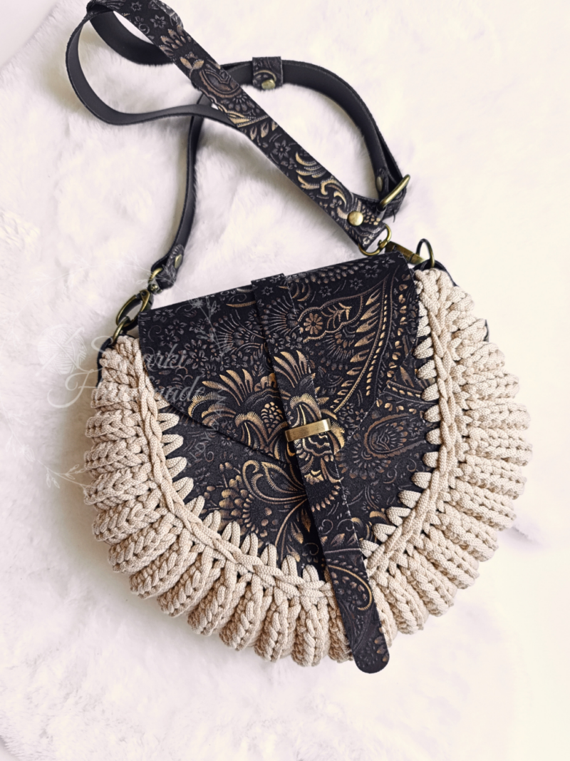 Torebka Diament - Złoty ornament + beż GOTOWA DO WYSYŁKI