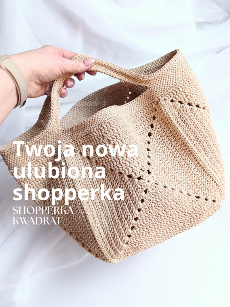 Siatka - shopperka kwadraty - waniliowa