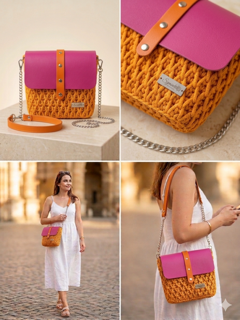 Listonoszka - fuksja + mandarynka